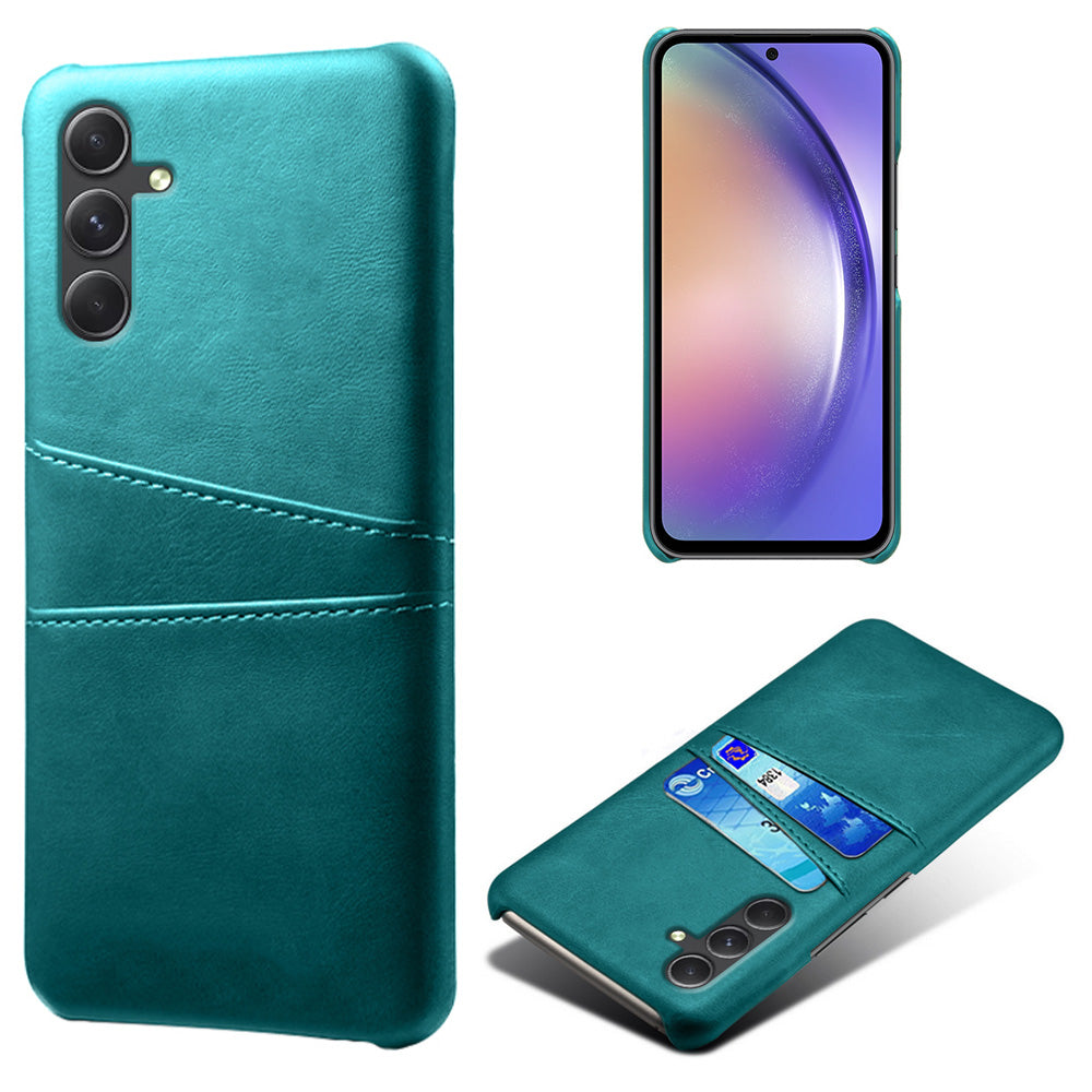 For Samsung Galaxy S24 Case PU+Hard PC Phone Protector with Dual Card Slots - Green