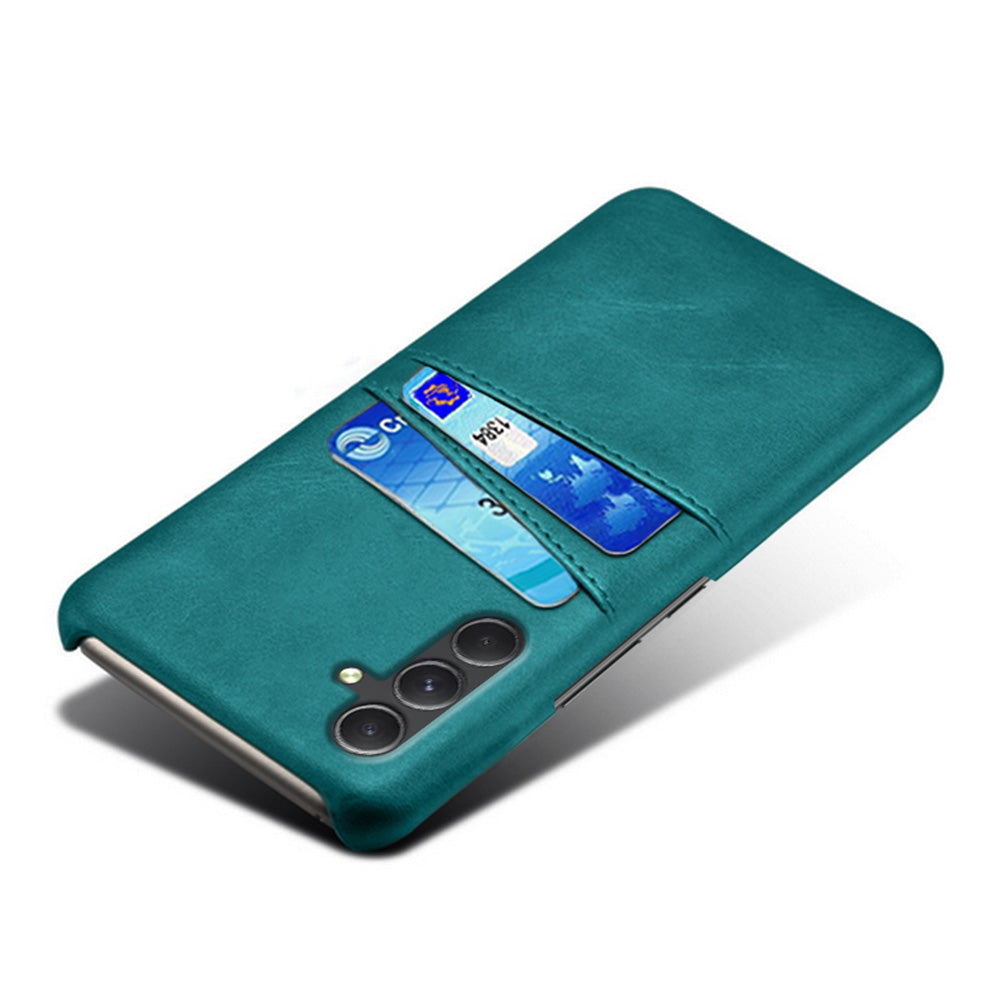For Samsung Galaxy S24 Case PU+Hard PC Phone Protector with Dual Card Slots - Green