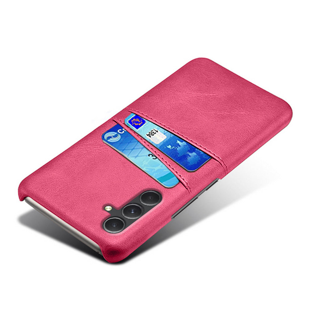 For Samsung Galaxy S24 Case PU+Hard PC Phone Protector with Dual Card Slots - Rose