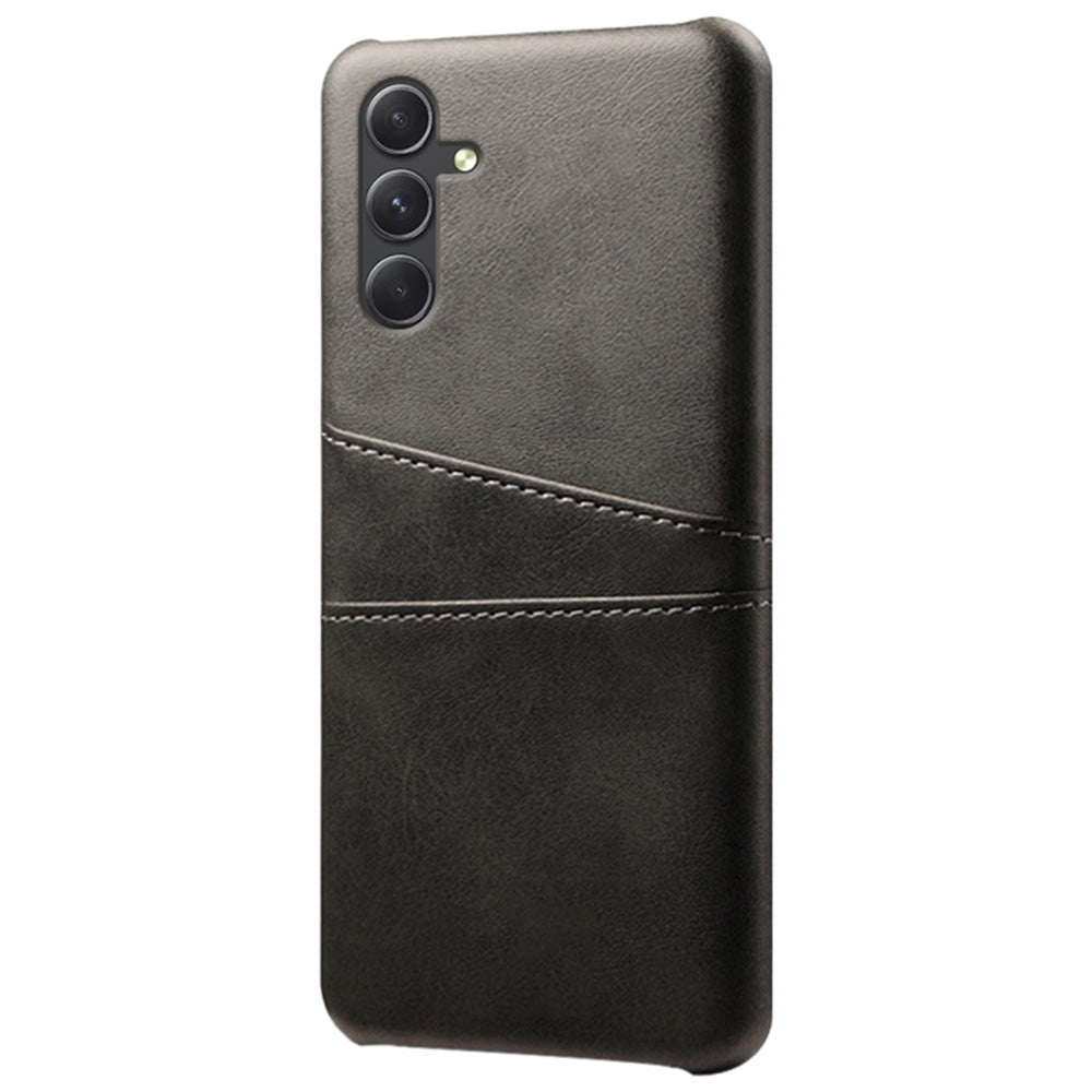 For Samsung Galaxy S24+ Cell Phone Case PU+Hard PC Anti-scratch Card Holder Back Shell - Black