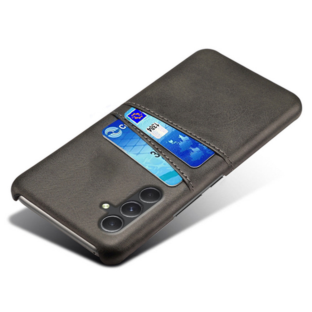 For Samsung Galaxy S24+ Cell Phone Case PU+Hard PC Anti-scratch Card Holder Back Shell - Black