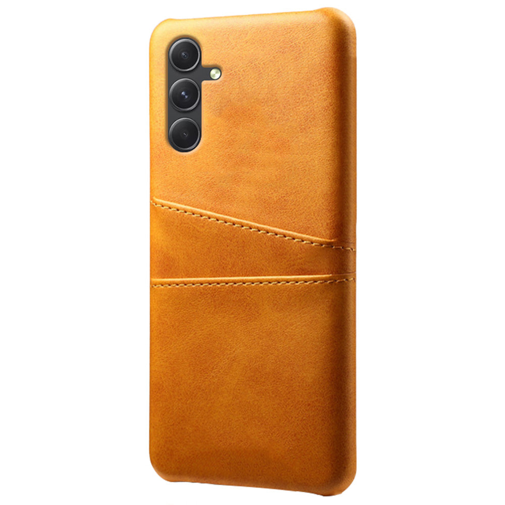 For Samsung Galaxy S24+ Cell Phone Case PU+Hard PC Anti-scratch Card Holder Back Shell - Orange