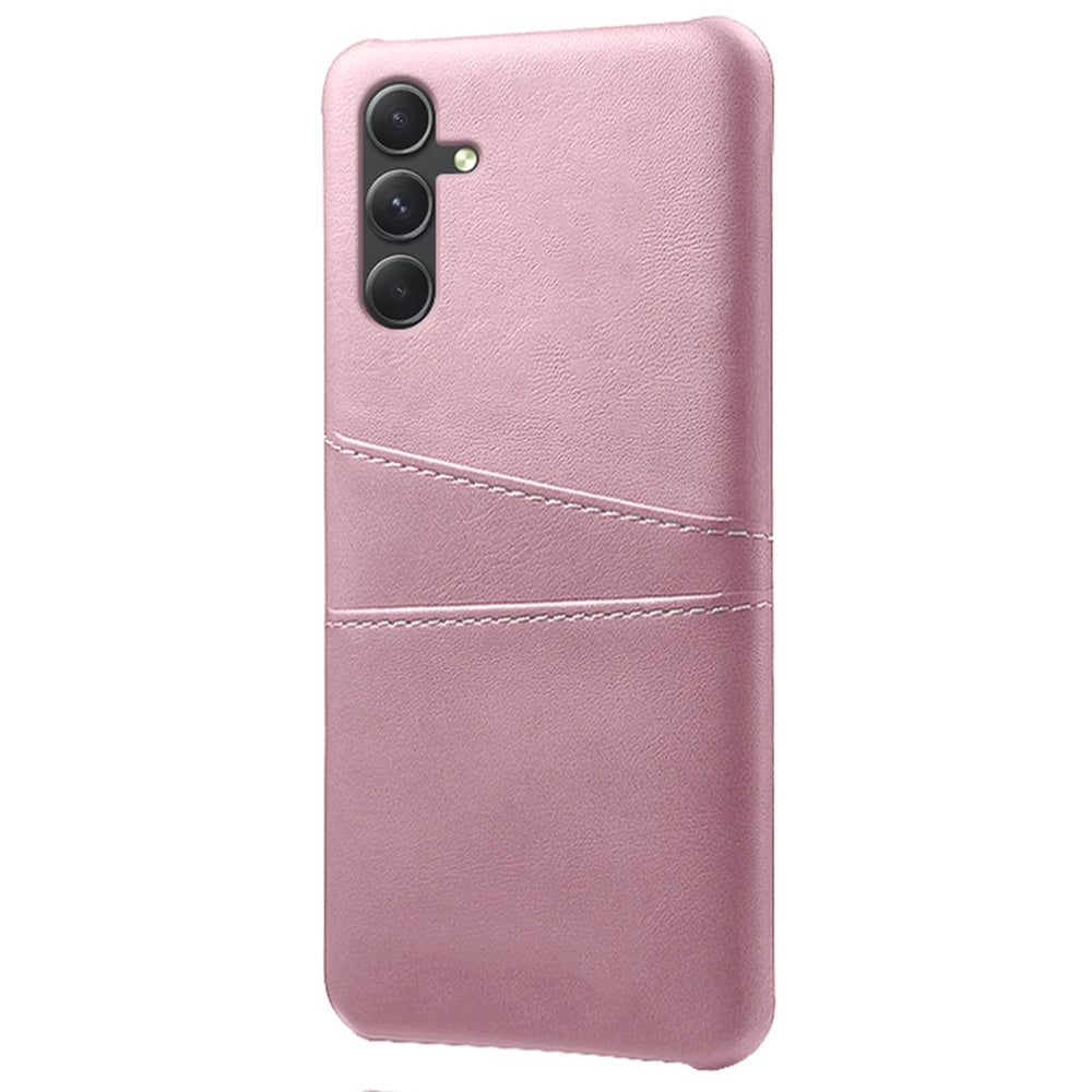 For Samsung Galaxy S24+ Cell Phone Case PU+Hard PC Anti-scratch Card Holder Back Shell - Rose Gold