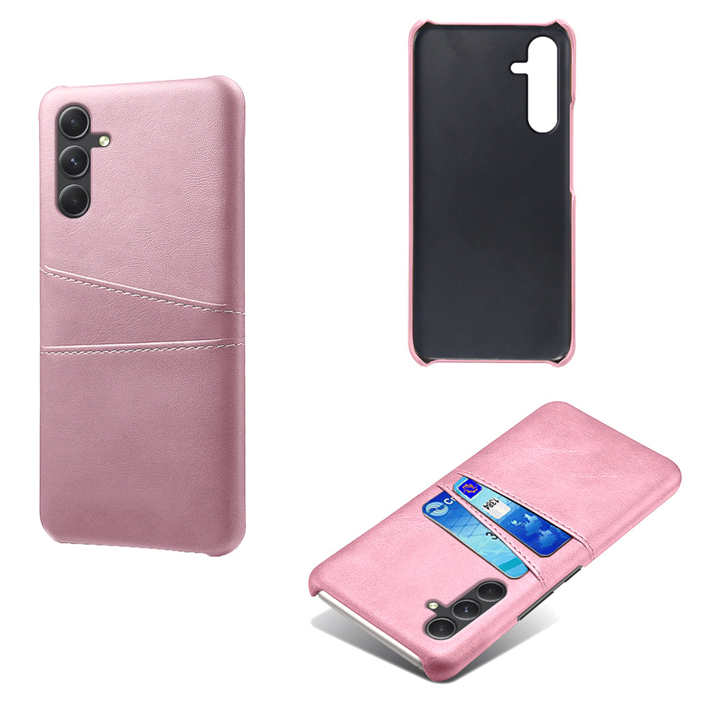 For Samsung Galaxy S24+ Cell Phone Case PU+Hard PC Anti-scratch Card Holder Back Shell - Rose Gold