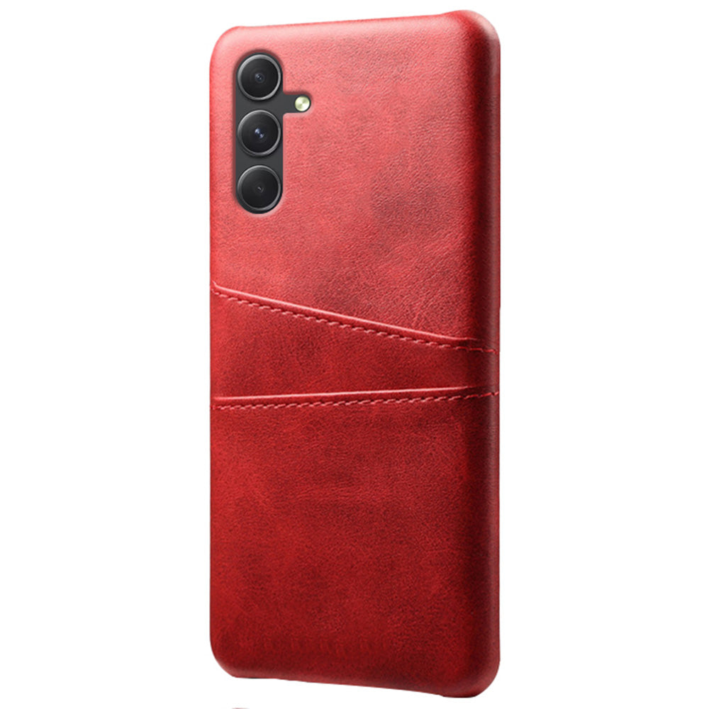 For Samsung Galaxy S24+ Cell Phone Case PU+Hard PC Anti-scratch Card Holder Back Shell - Red