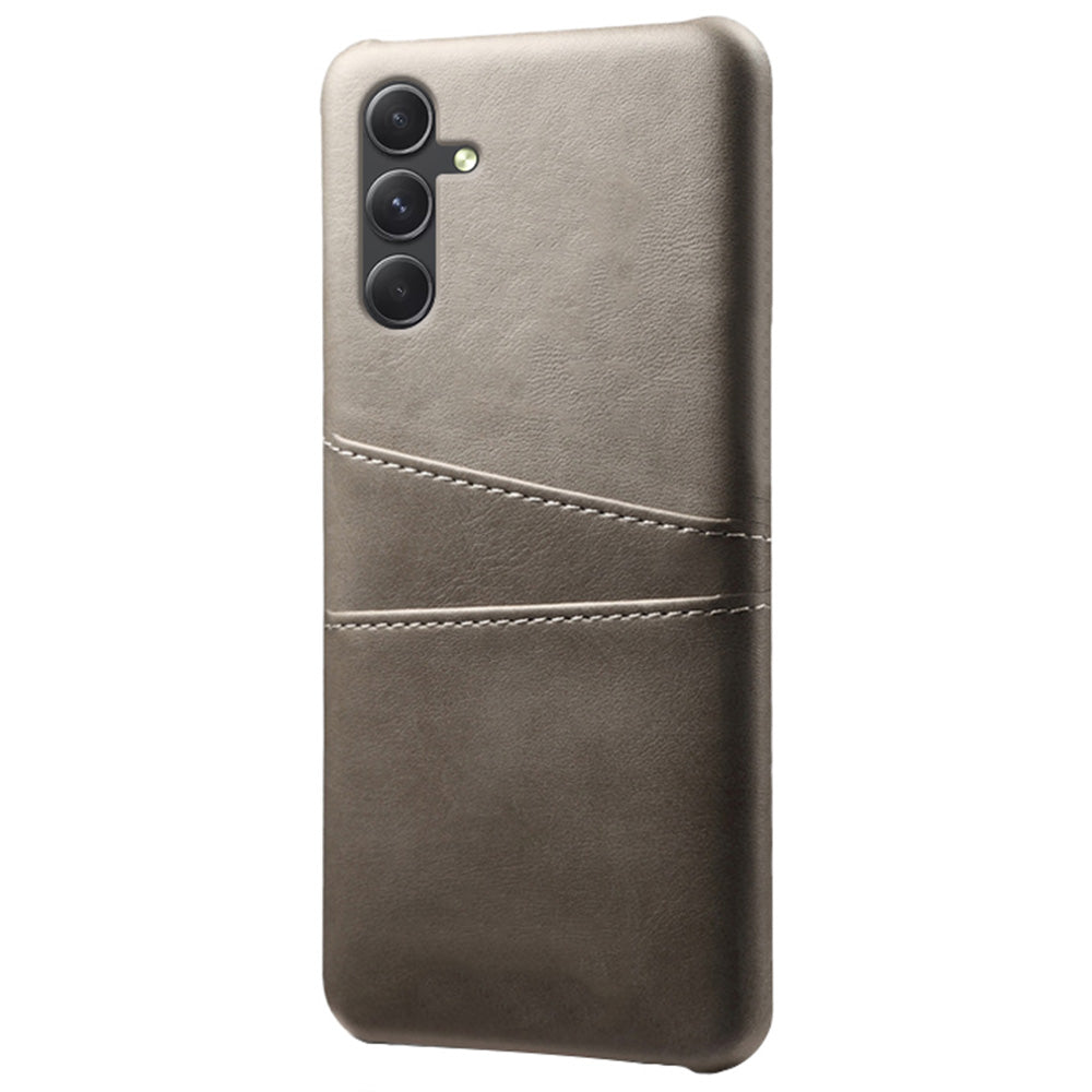 For Samsung Galaxy S24+ Cell Phone Case PU+Hard PC Anti-scratch Card Holder Back Shell - Grey
