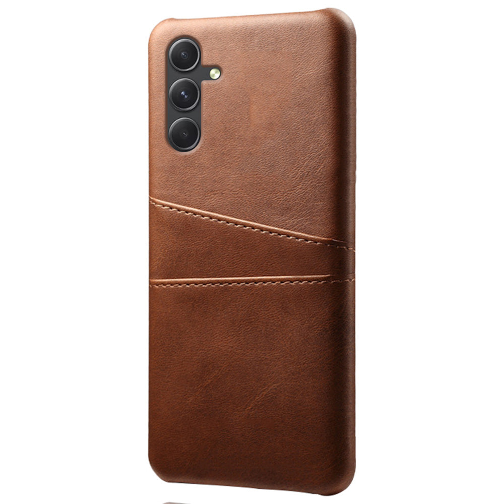 For Samsung Galaxy S24+ Cell Phone Case PU+Hard PC Anti-scratch Card Holder Back Shell - Brown