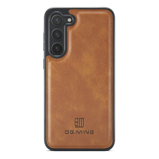 DG.MING For Samsung Galaxy S23 Case Leather Coated PC+TPU Phone Back Cover - Brown