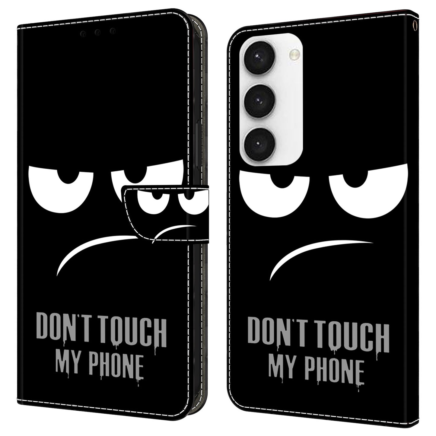 For Samsung Galaxy S24+ Case Shockproof PU Leather 3D Pattern Phone Wallet Cover - Don't Touch My Phone