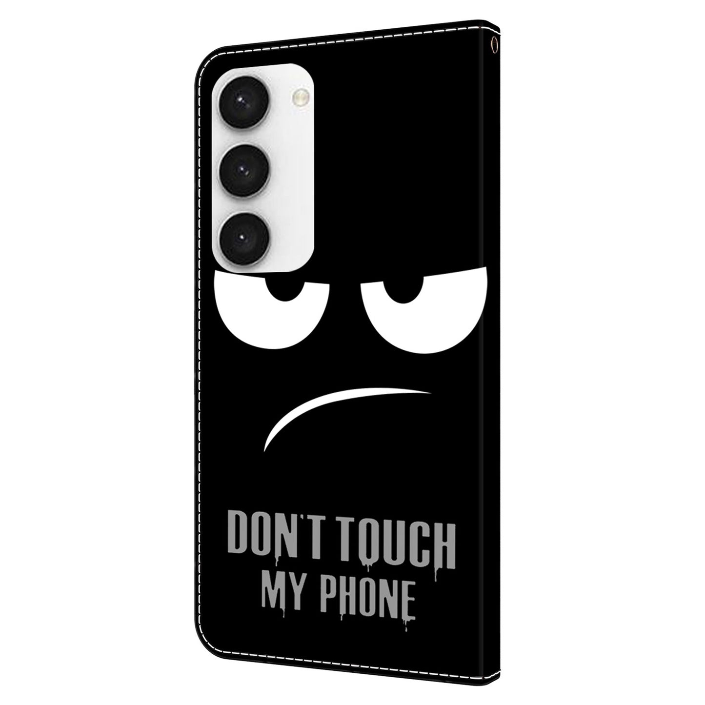 For Samsung Galaxy S24+ Case Shockproof PU Leather 3D Pattern Phone Wallet Cover - Don't Touch My Phone