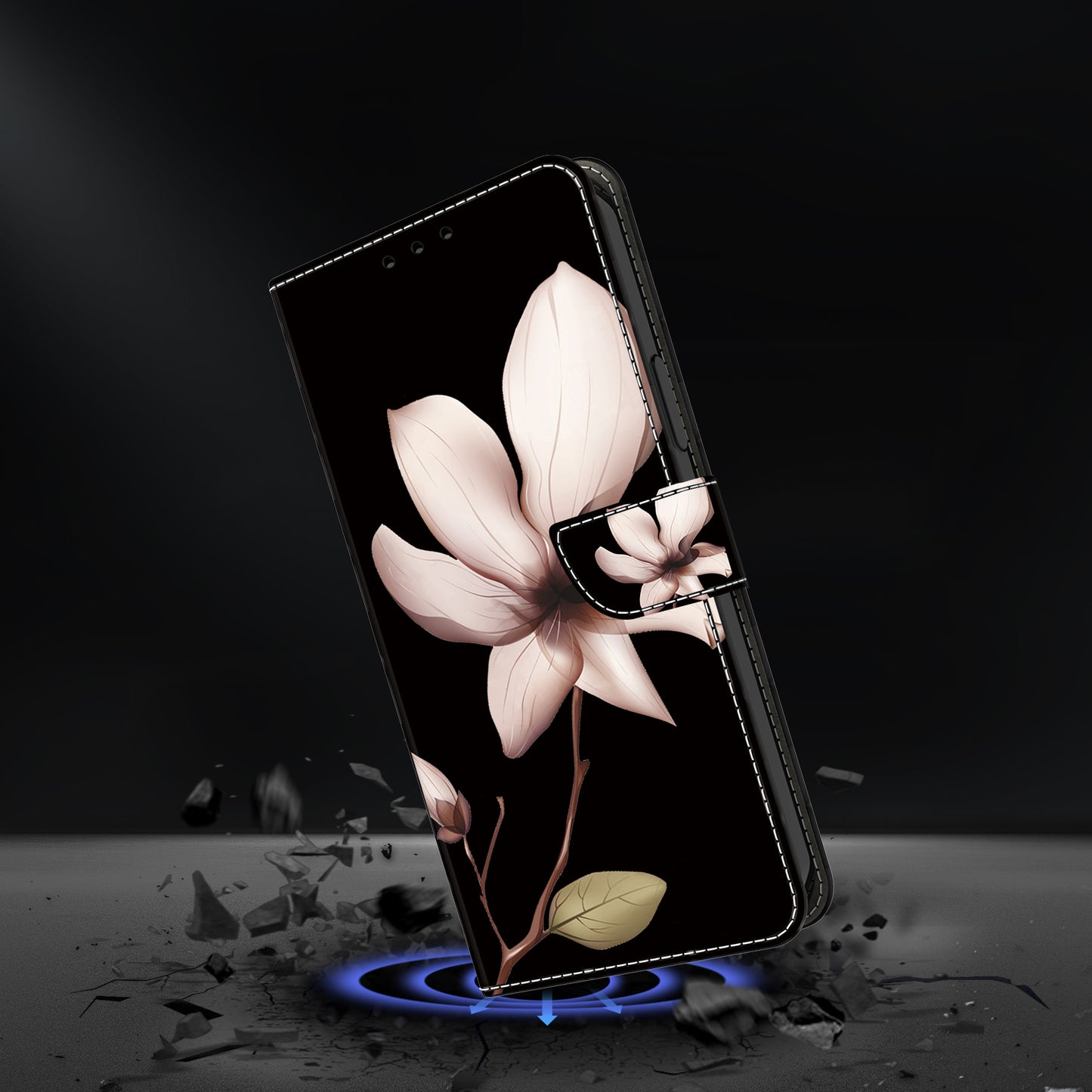 For Samsung Galaxy S24+ Case Shockproof PU Leather 3D Pattern Phone Wallet Cover - Pink Flower