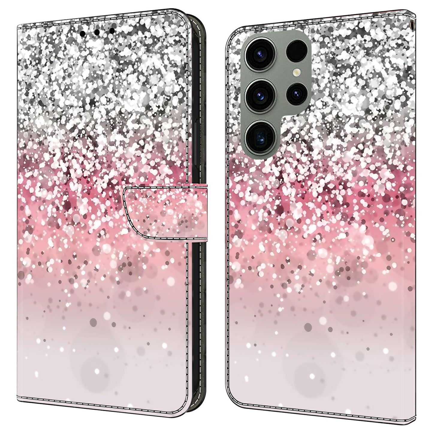 For Samsung Galaxy S24 Ultra Case Anti-fall PU Leather+TPU 3D Pattern Phone Guard Cover - Gradient
