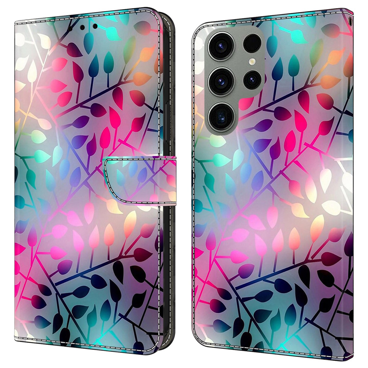 For Samsung Galaxy S24 Ultra Case Anti-fall PU Leather+TPU 3D Pattern Phone Guard Cover - Maple Leaf