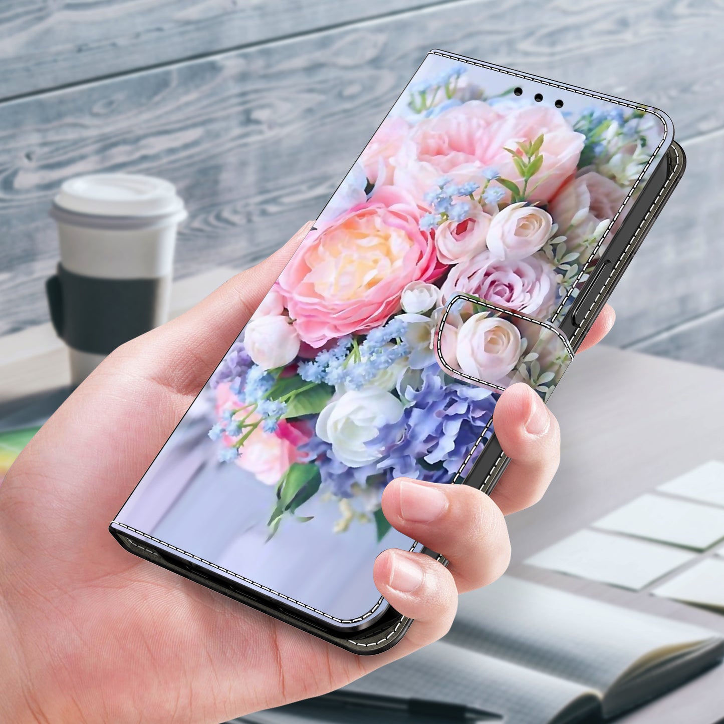 For Samsung Galaxy S24 Ultra Case Anti-fall PU Leather+TPU 3D Pattern Phone Guard Cover -  Colorful Flower