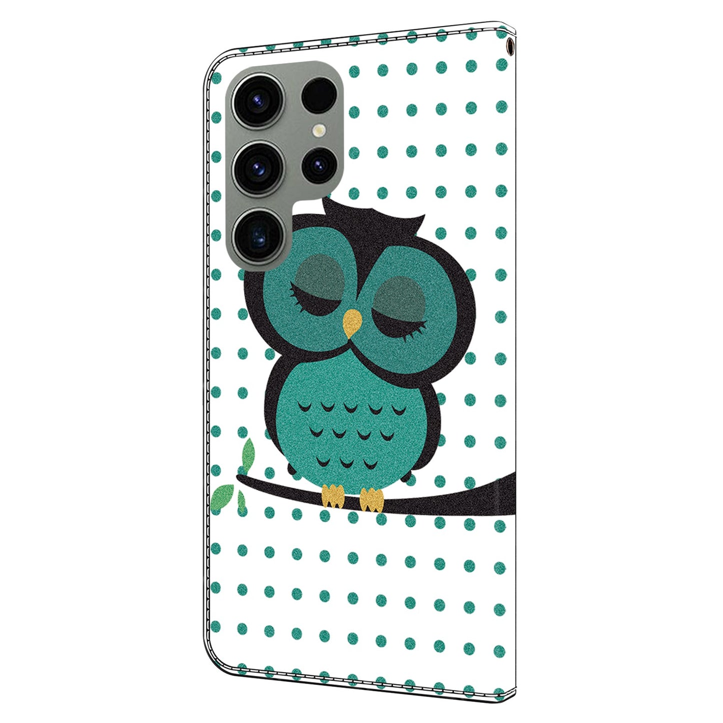 For Samsung Galaxy S24 Ultra Case Anti-fall PU Leather+TPU 3D Pattern Phone Guard Cover - Sleeping Owl