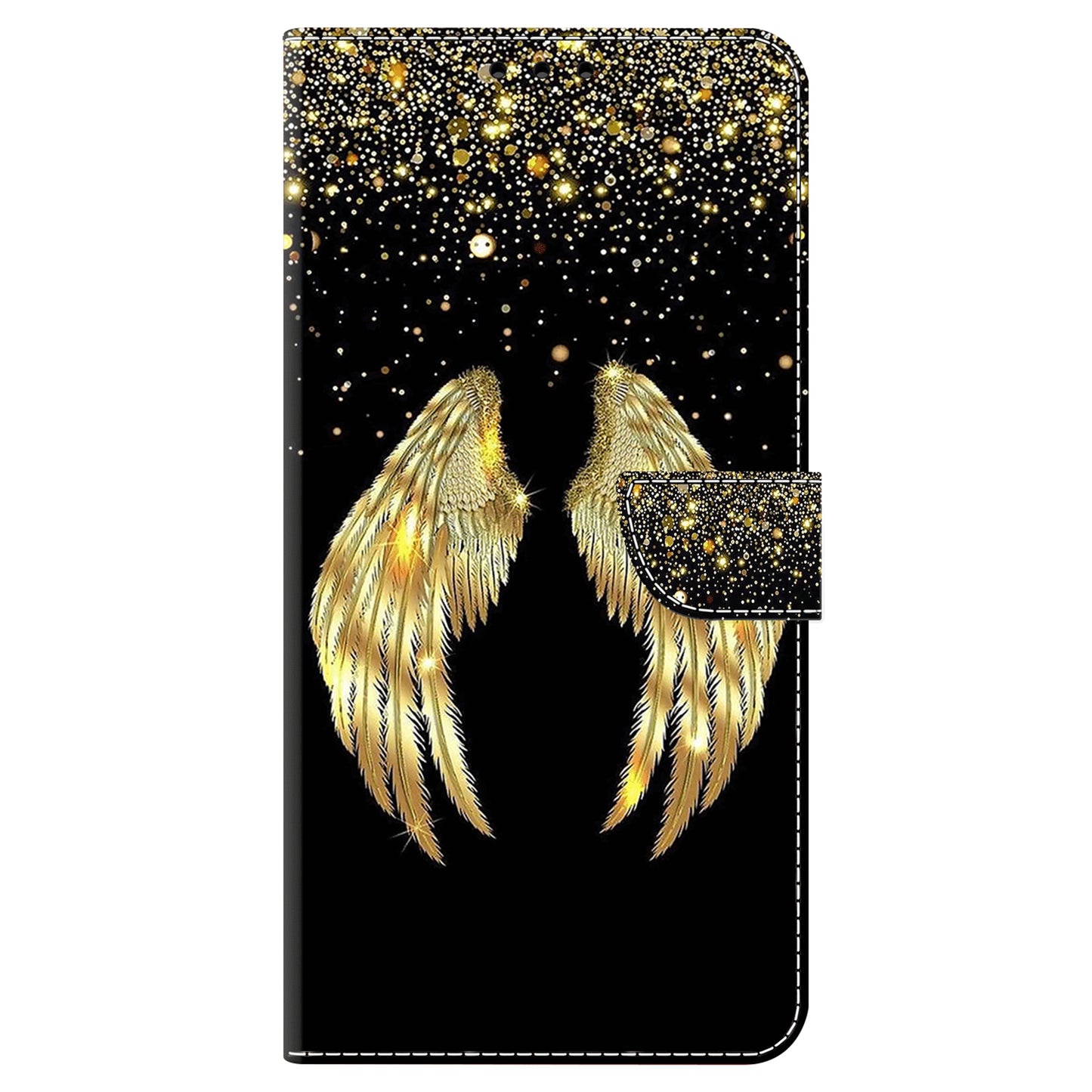 For Samsung Galaxy S24 Ultra Wallet Case PU Leather 3D Pattern Printing Stand Cover - Gold Wing