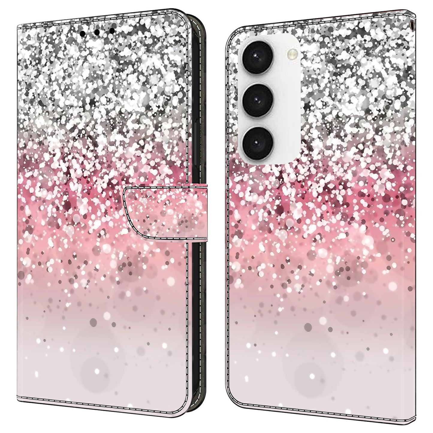 For Samsung Galaxy S24 Cell Phone Case Leather 3D Pattern Card Slot Protective Cover - Gradient