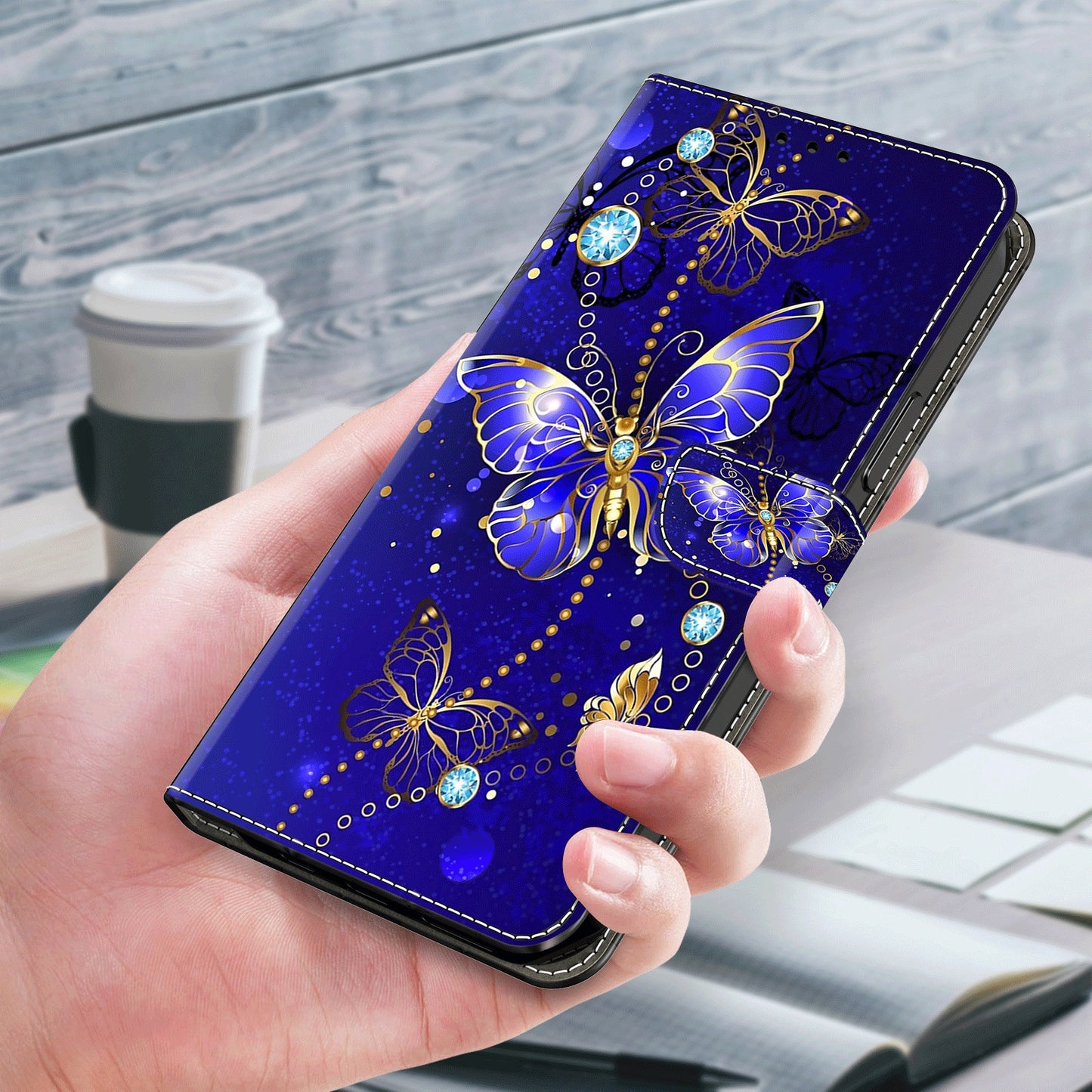 For Samsung Galaxy S24 Case 3D Pattern Printing Anti-drop Leather Cover - Diamond Butterfly