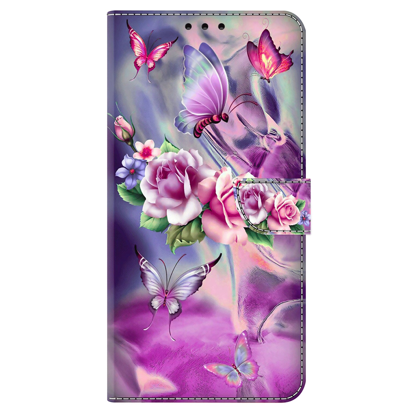 For Samsung Galaxy S24 Case 3D Pattern Printing Anti-drop Leather Cover - Butterflies / Flowers