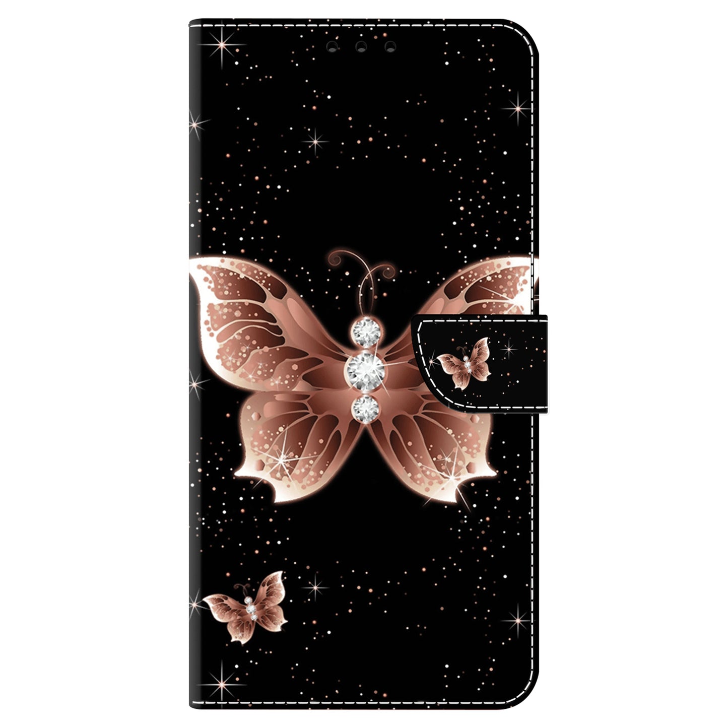 For Samsung Galaxy S24 Case 3D Pattern Printing Anti-drop Leather Cover - Pink Diamond Butterfly