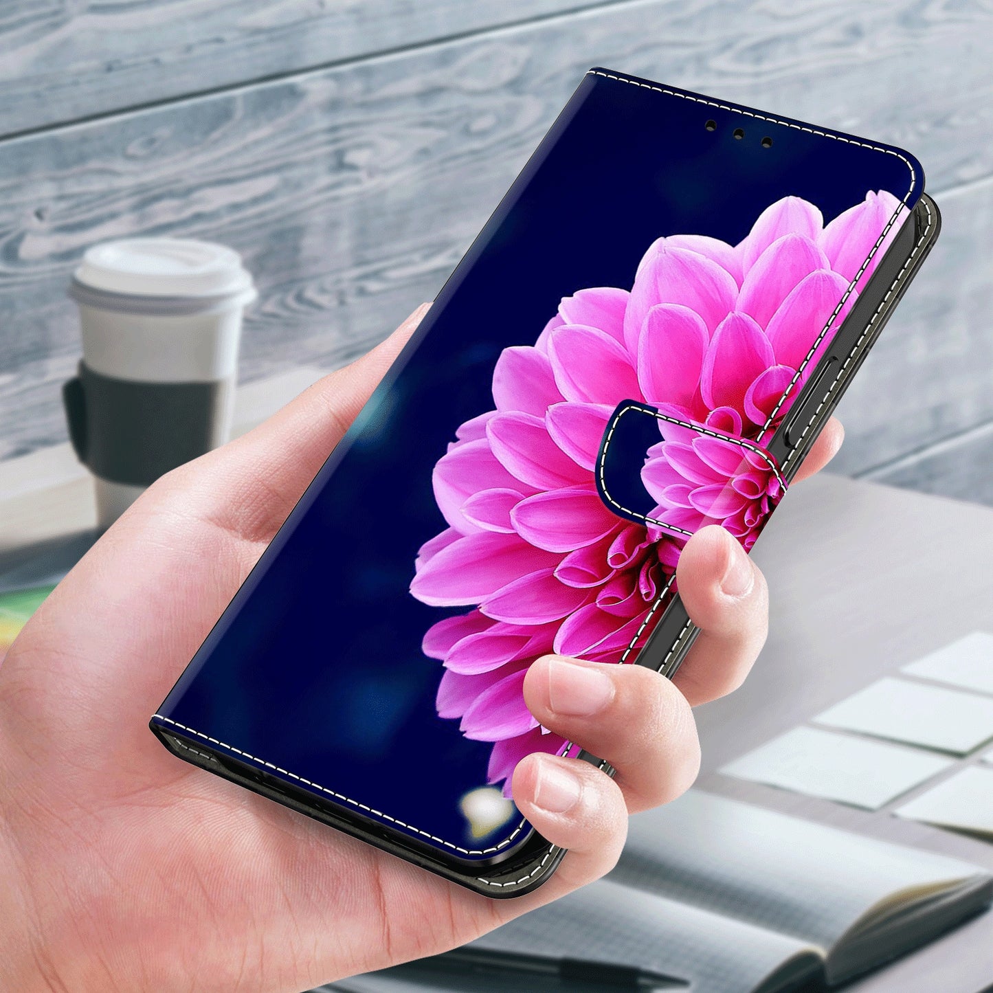For Samsung Galaxy S24 Case 3D Pattern Printing Anti-drop Leather Cover - Pink Flowers