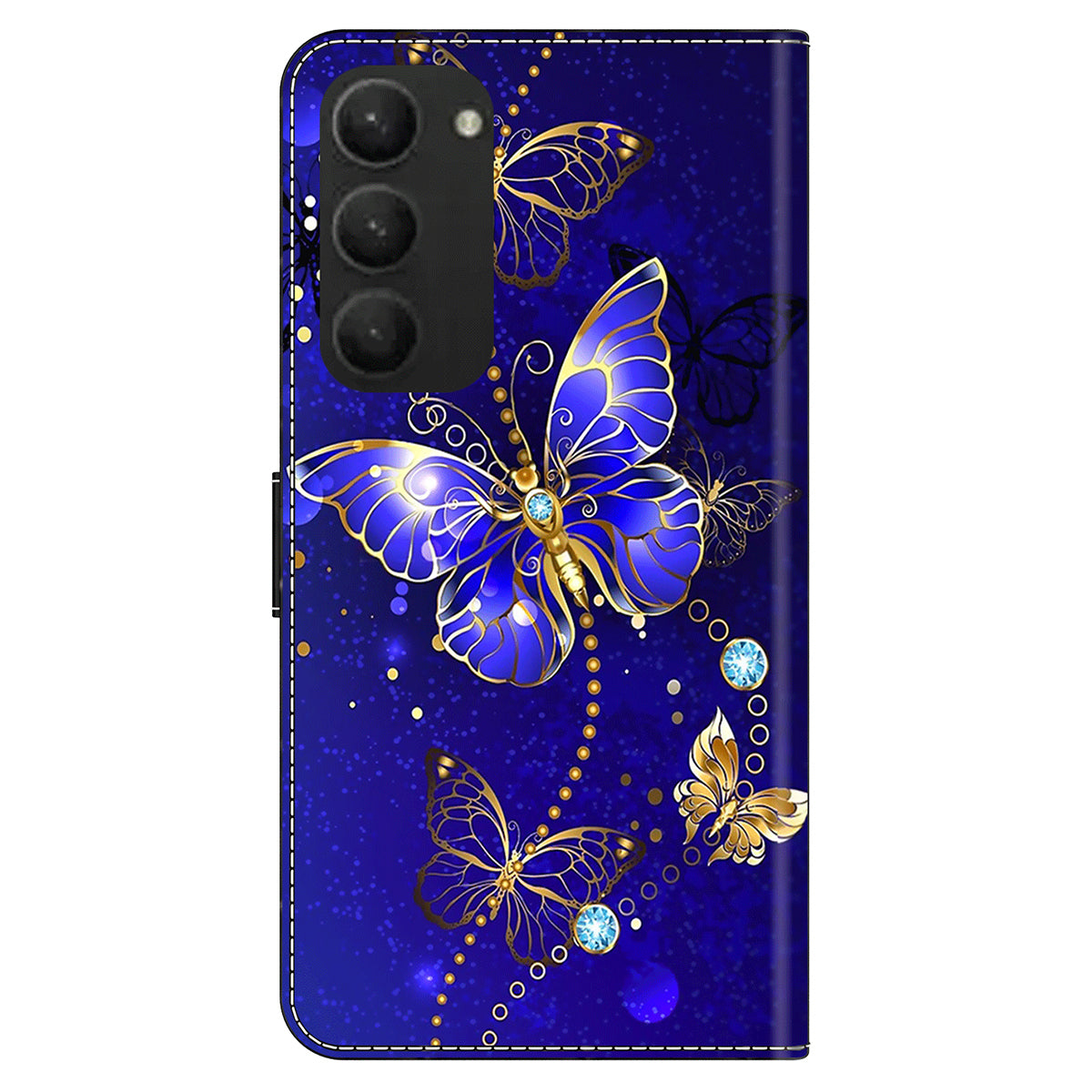 For Samsung Galaxy S24+ Case Stand Wallet Leather Cover with 3D Pattern Printing - Diamond Butterfly
