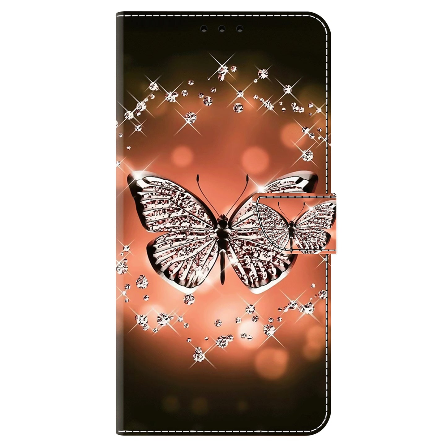 For Samsung Galaxy S24+ Case Stand Wallet Leather Cover with 3D Pattern Printing - Crystal Butterfly