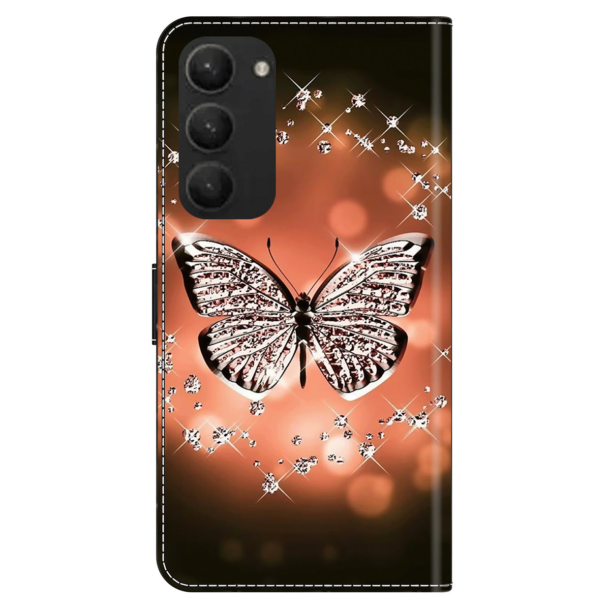 For Samsung Galaxy S24+ Case Stand Wallet Leather Cover with 3D Pattern Printing - Crystal Butterfly