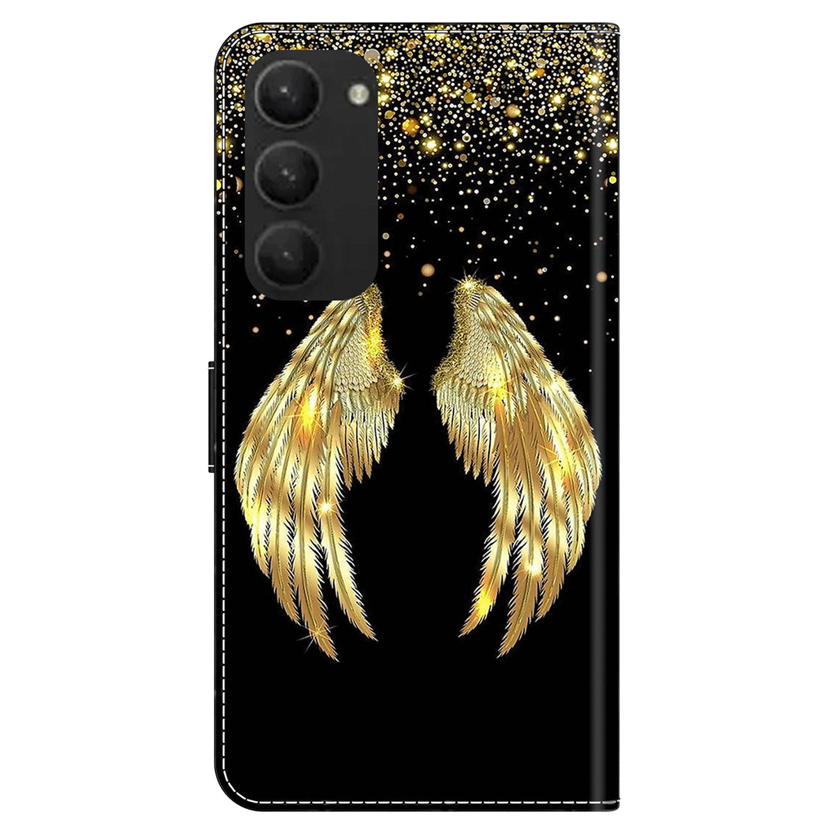 For Samsung Galaxy S24+ Case Stand Wallet Leather Cover with 3D Pattern Printing - Gold Wing