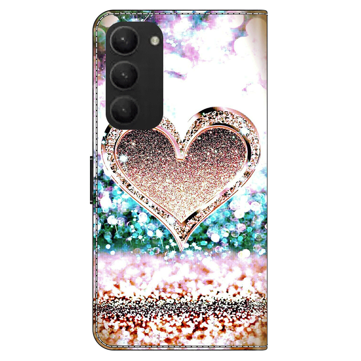 For Samsung Galaxy S24+ Case Stand Wallet Leather Cover with 3D Pattern Printing - Pink Diamond Heart