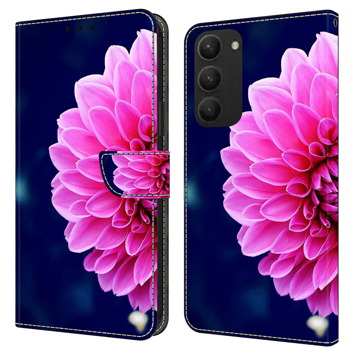 For Samsung Galaxy S24+ Case Stand Wallet Leather Cover with 3D Pattern Printing - Pink Flowers