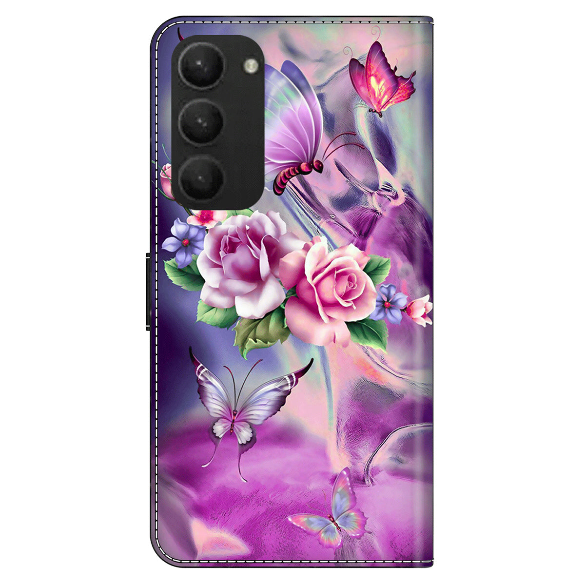 For Samsung Galaxy S24+ Case Stand Wallet Leather Cover with 3D Pattern Printing - Butterflies / Flowers