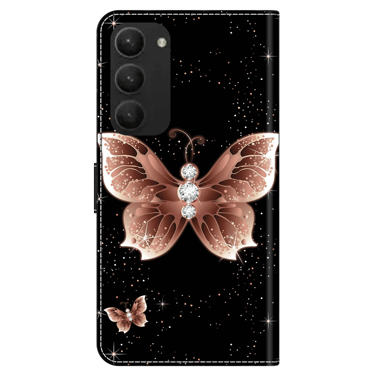 For Samsung Galaxy S24+ Case Stand Wallet Leather Cover with 3D Pattern Printing - Pink Diamond Butterfly
