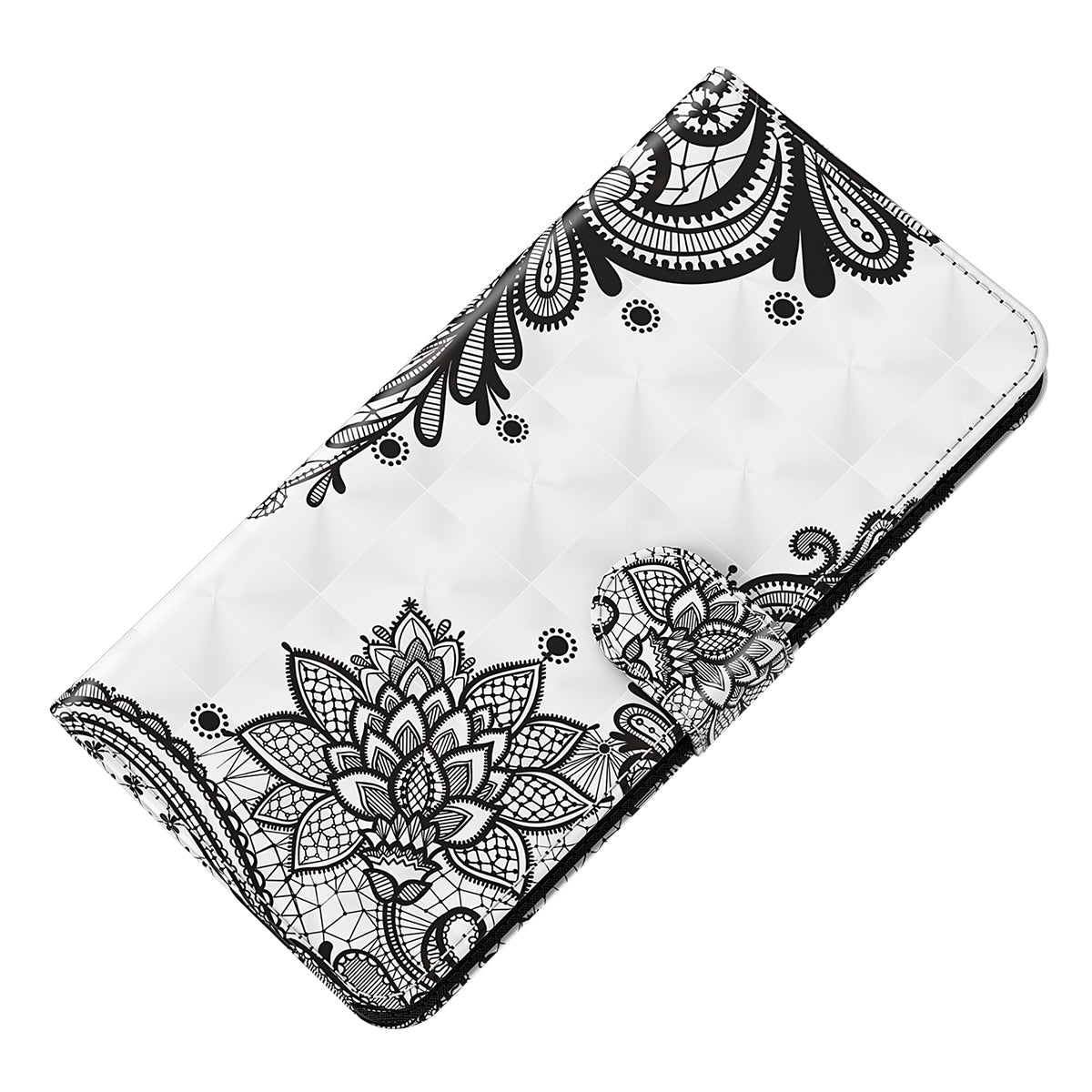For Samsung Galaxy S24+ Leather 3D Pattern Case Flip Wrist Strap Cell Phone Cover - Lace Flower