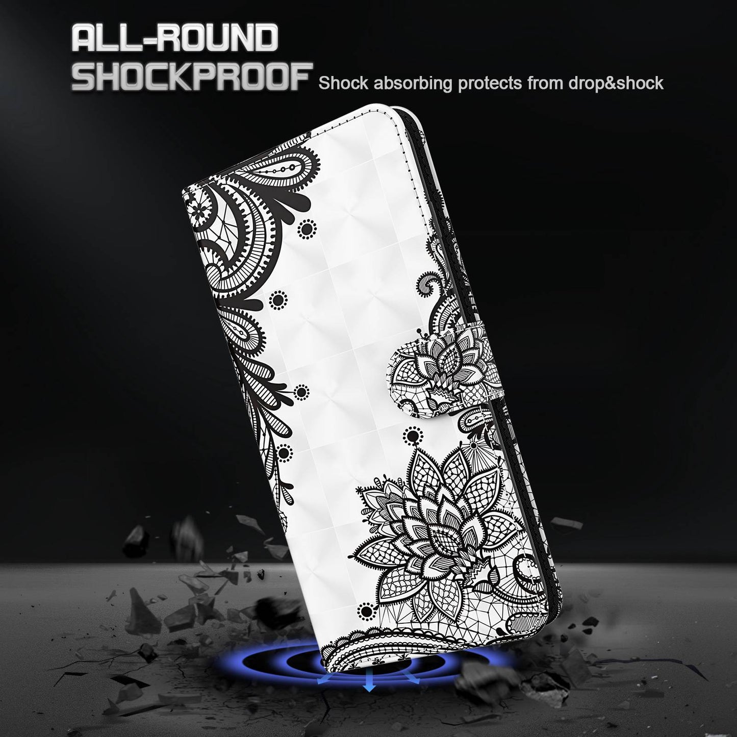 For Samsung Galaxy S24+ Leather 3D Pattern Case Flip Wrist Strap Cell Phone Cover - Lace Flower