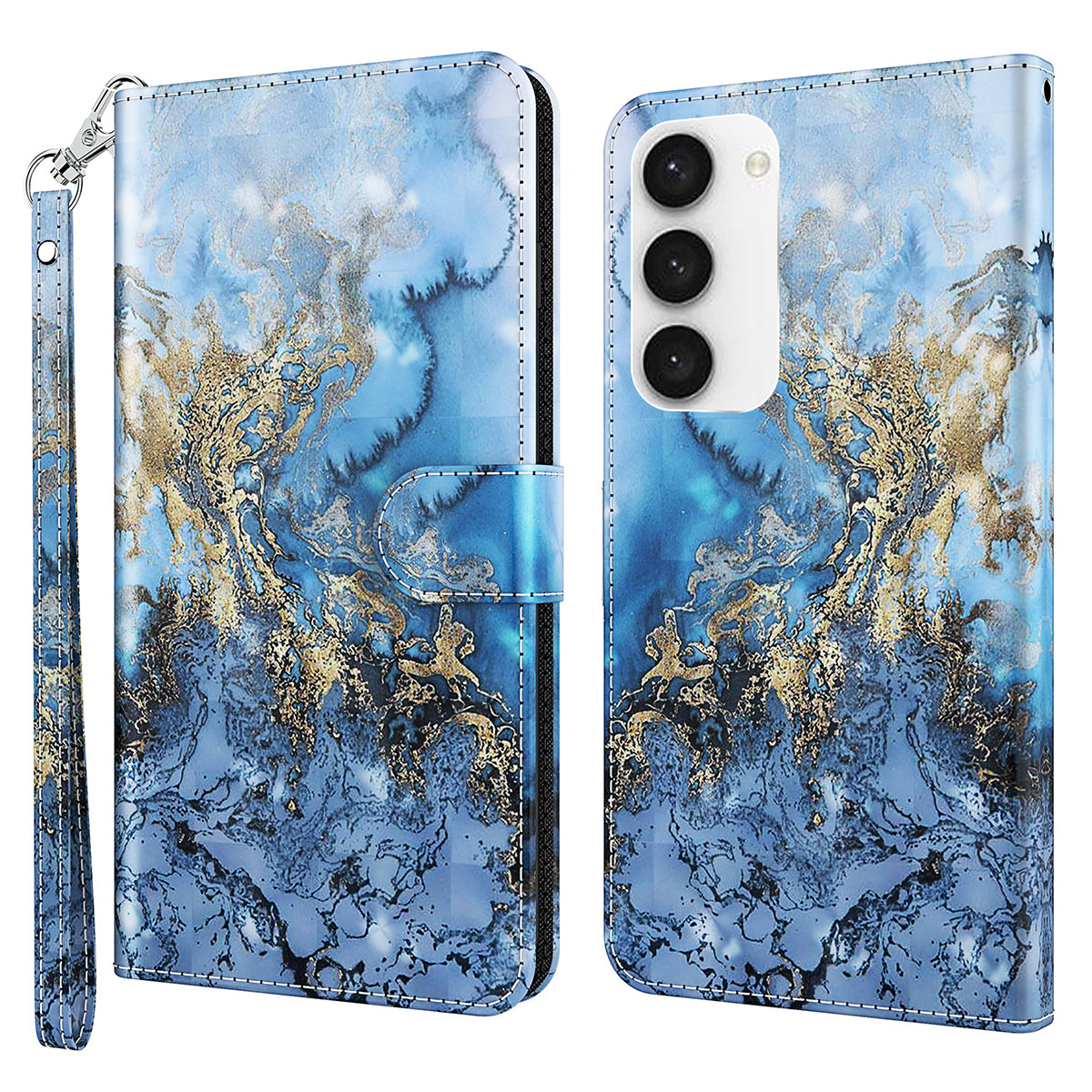 For Samsung Galaxy S24 Leather Phone Case Flip Wallet 3D Pattern Printing Cover - Bauhinia Valley