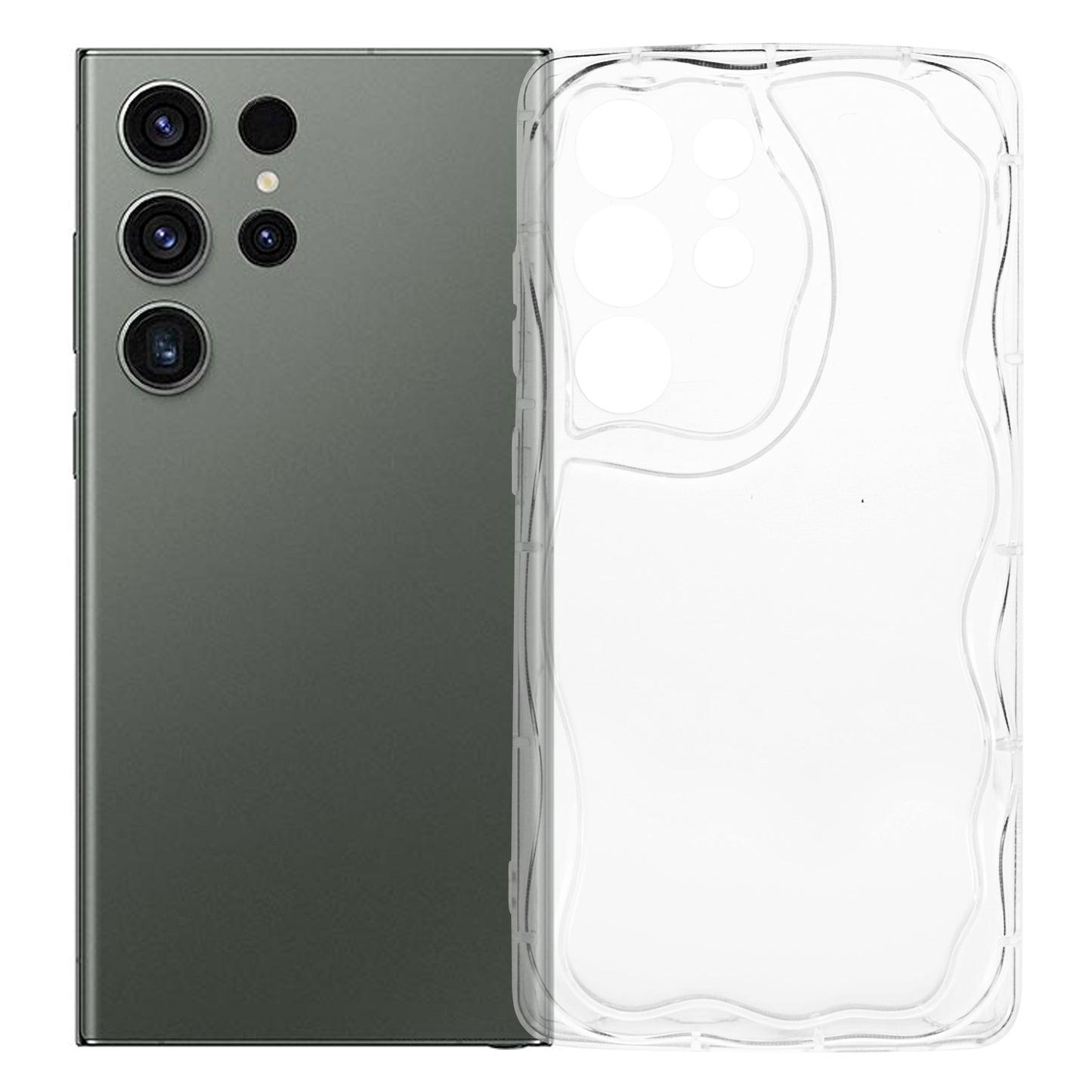 YX Series For Samsung Galaxy S24 Ultra TPU Case Wavy Edge Precise Cutout Protective Phone Cover - Transparent