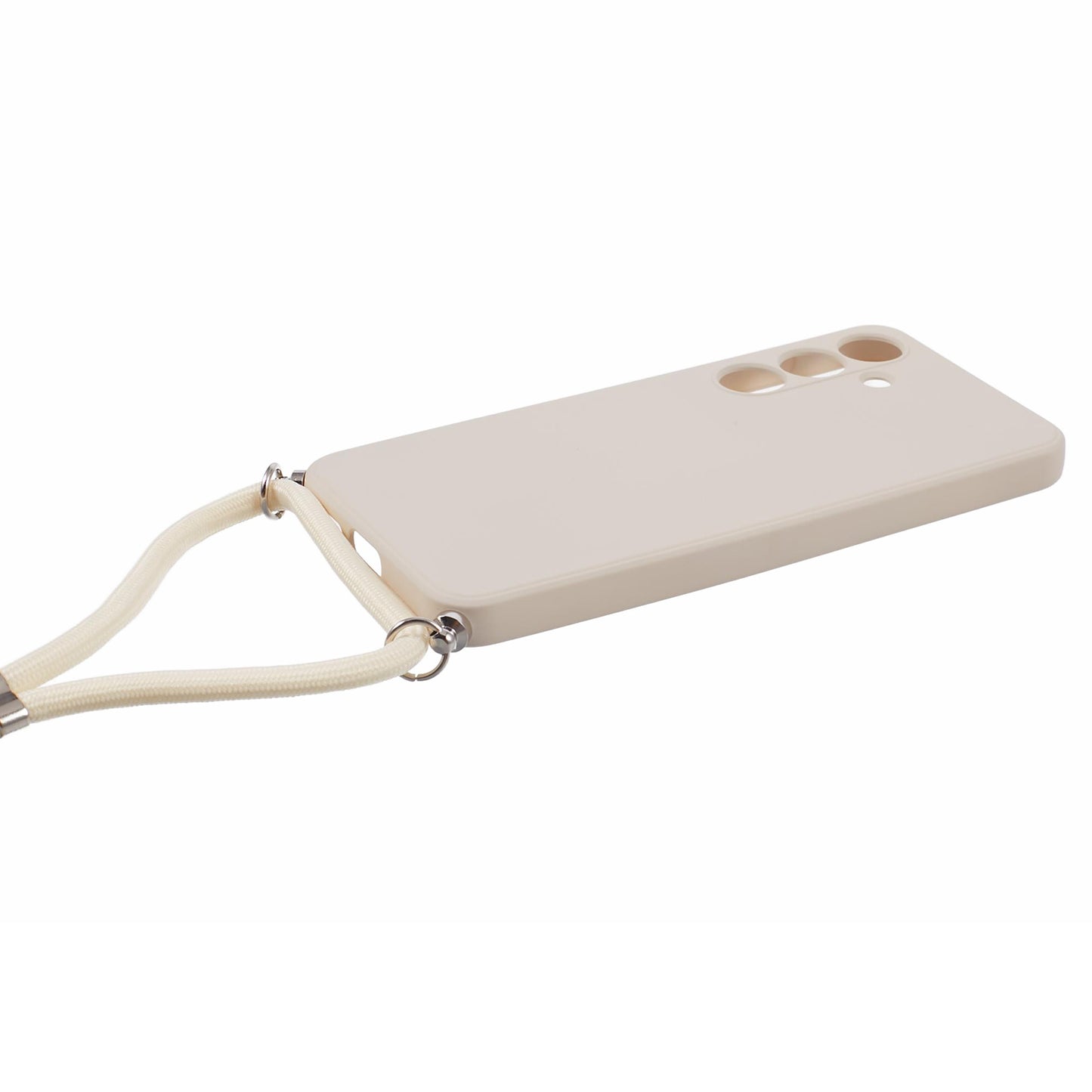 For Samsung Galaxy S24 Case with Lanyard TPU Fiber Inner Lining Protective Cover - White