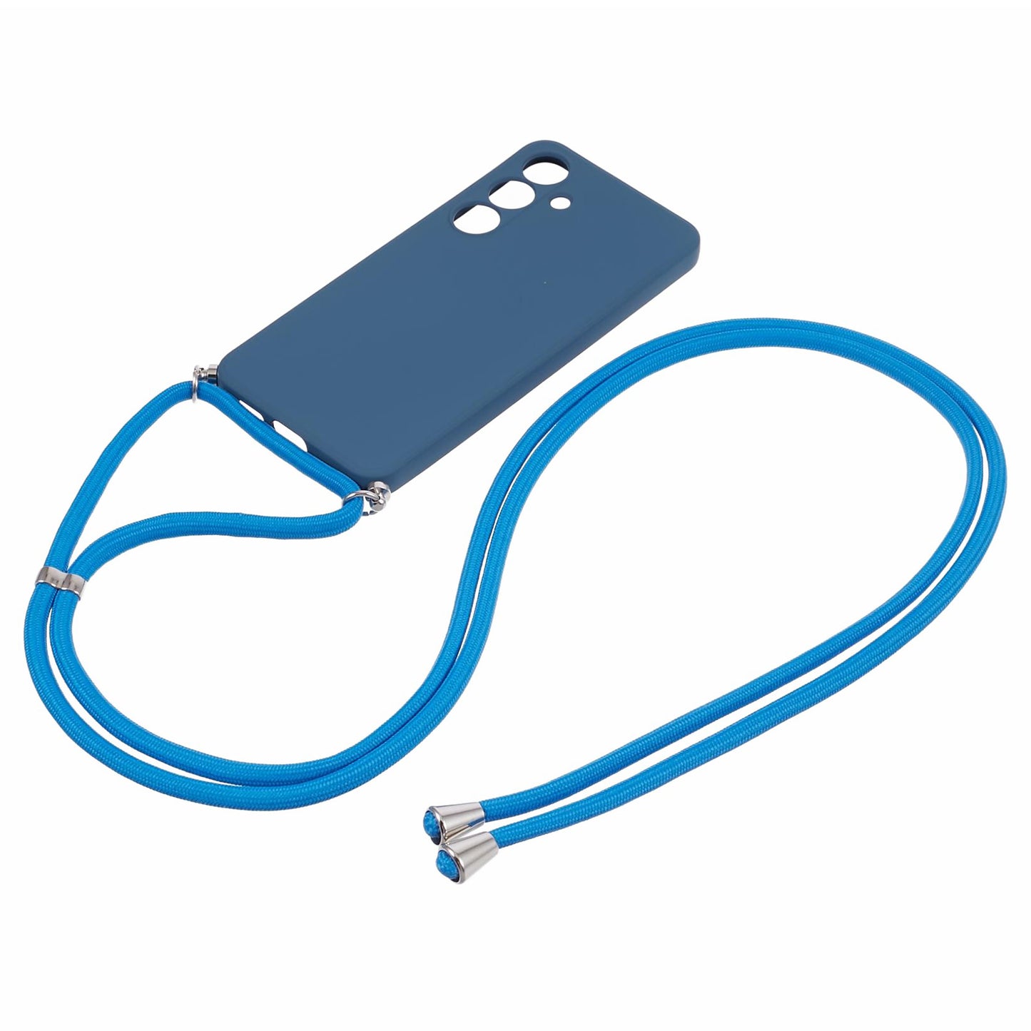 For Samsung Galaxy S24 Case with Lanyard TPU Fiber Inner Lining Protective Cover - Sapphire