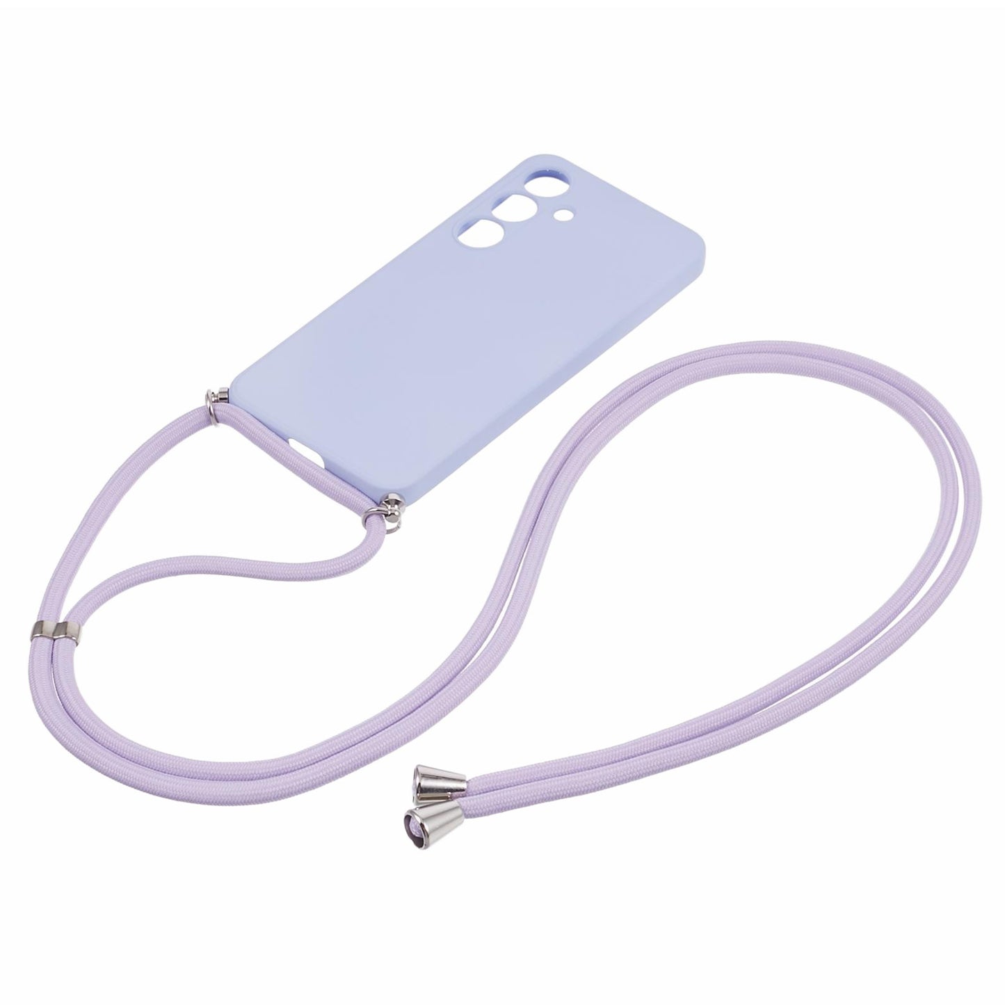 For Samsung Galaxy S24 Case with Lanyard TPU Fiber Inner Lining Protective Cover - Light Purple
