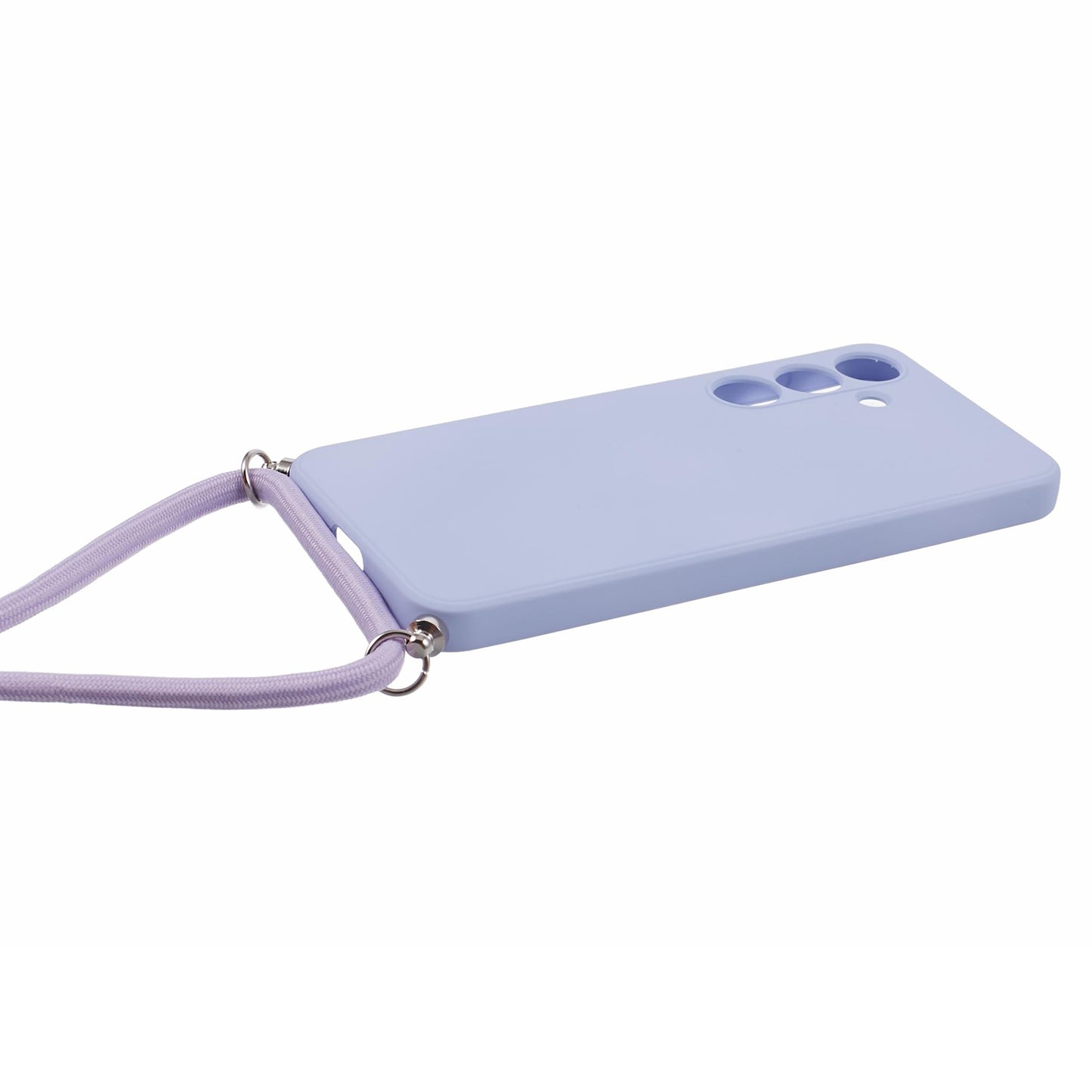 For Samsung Galaxy S24 Case with Lanyard TPU Fiber Inner Lining Protective Cover - Light Purple