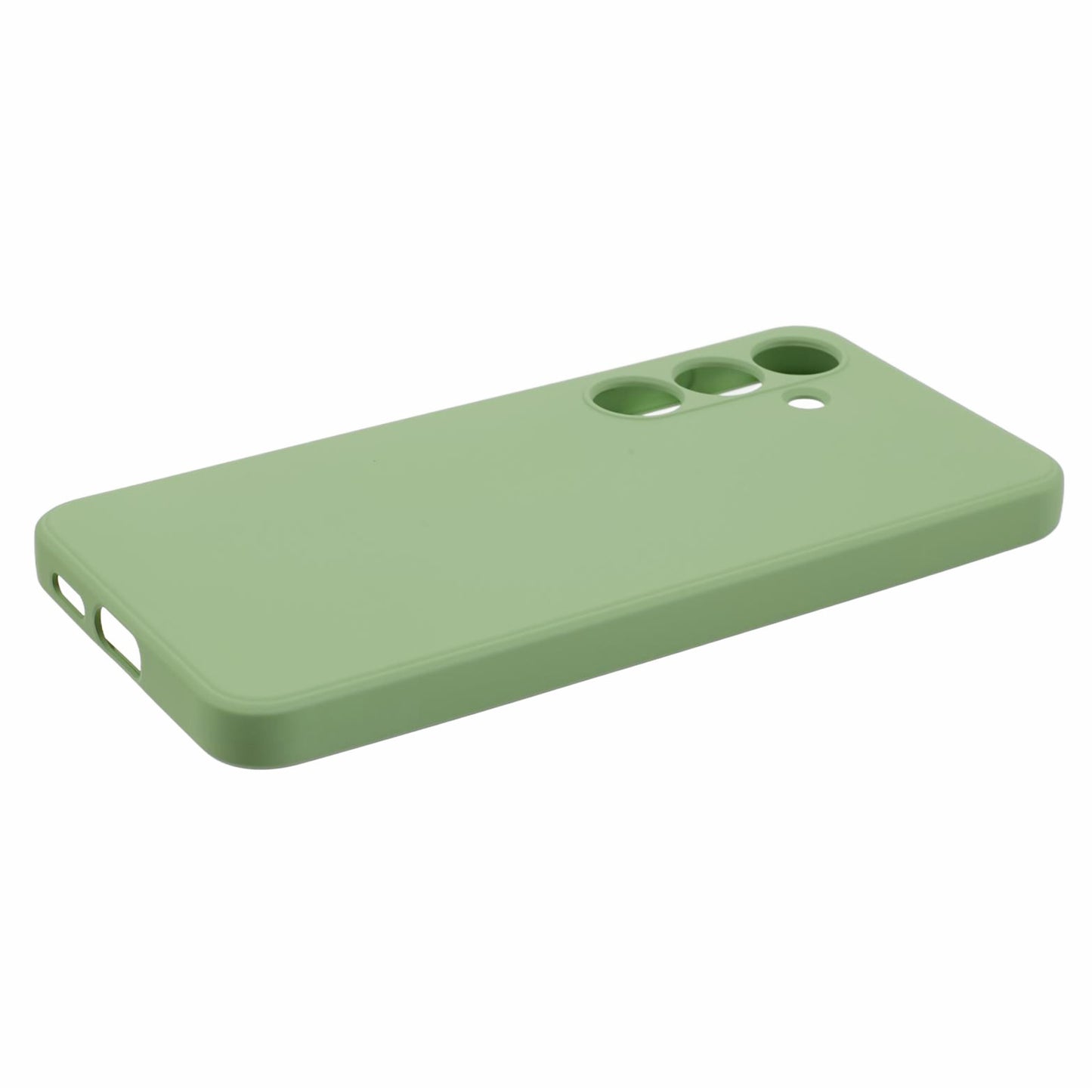 For Samsung Galaxy S24+ Soft Touch Case Fiber Lining TPU Rubberized Phone Cover - Matcha Green