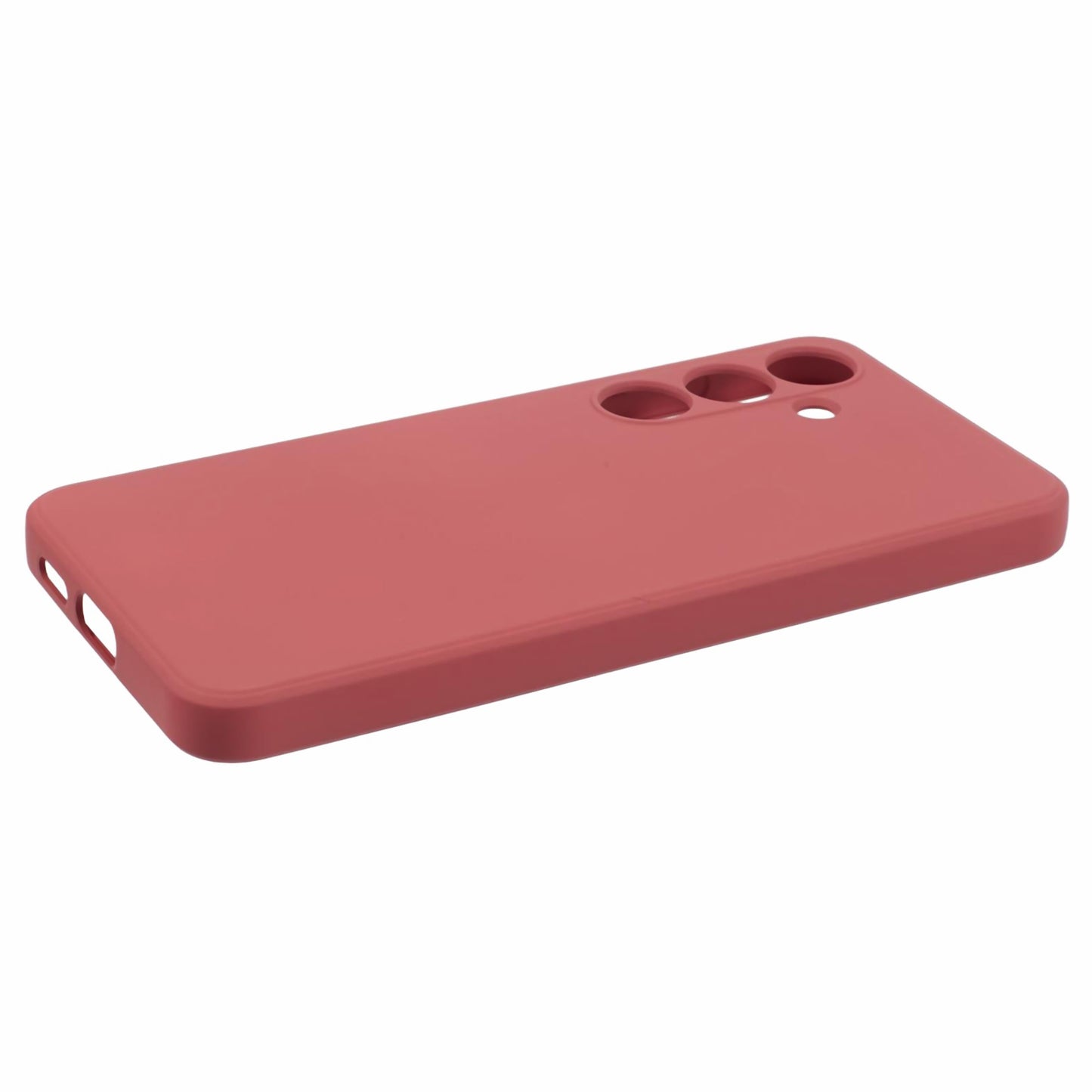 For Samsung Galaxy S24+ Soft Touch Case Fiber Lining TPU Rubberized Phone Cover - Hawthorn Red