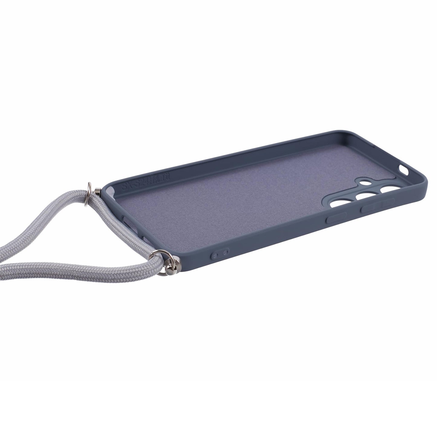 For Samsung Galaxy S24+ TPU Phone Case Rubberized Fiber Inner Lining Protective Shell with Lanyard - Lavender Grey