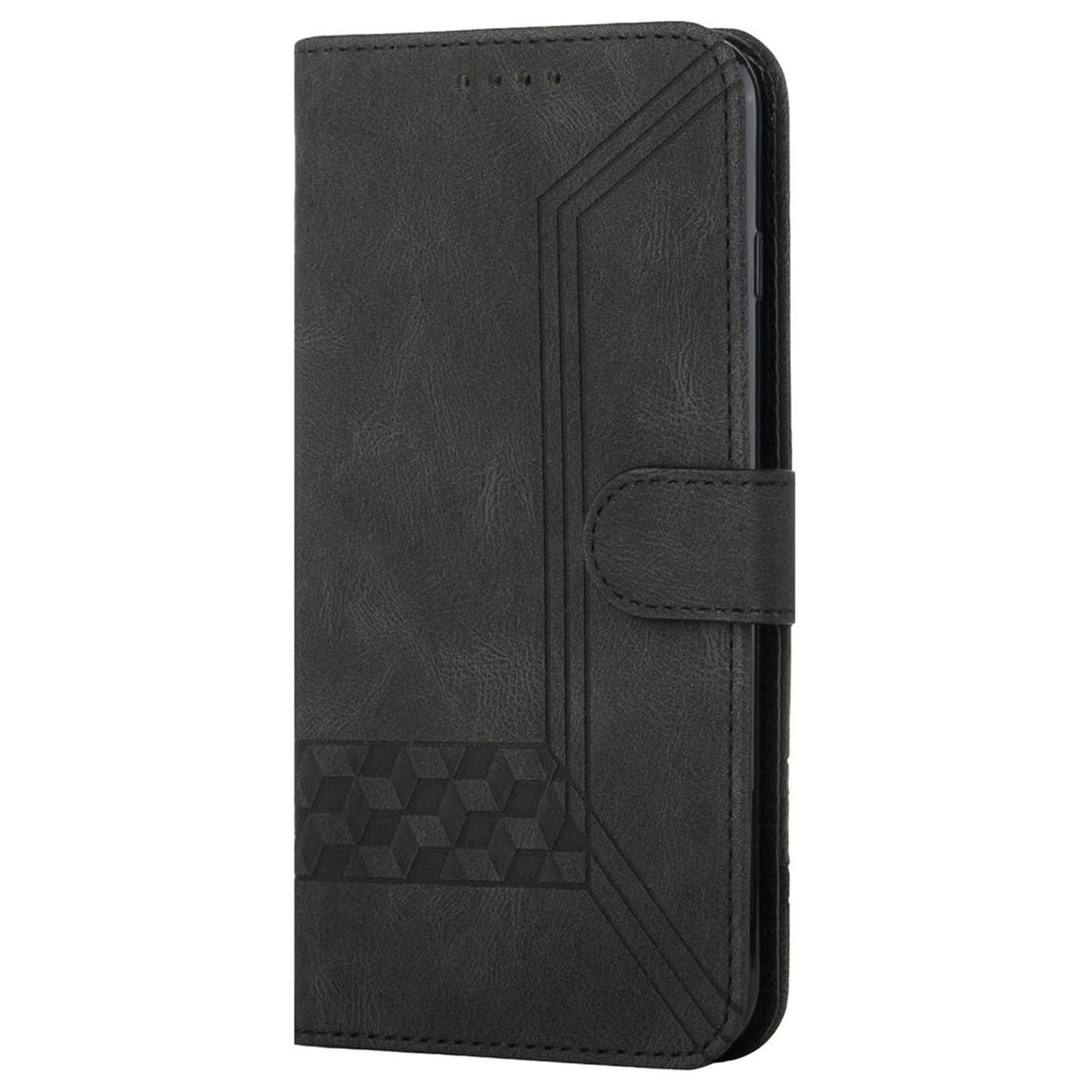 YX0010 Series for Samsung Galaxy S24 Leather Case Rhombus Line Imprinted Wallet Cover - Black