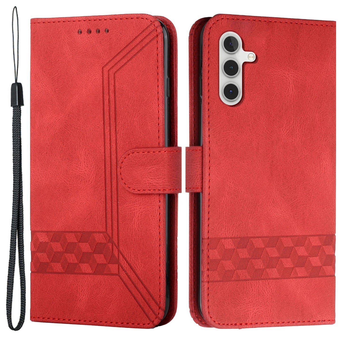 YX0010 Series for Samsung Galaxy S24+ Case PU Leather Wallet Phone Cover - Red
