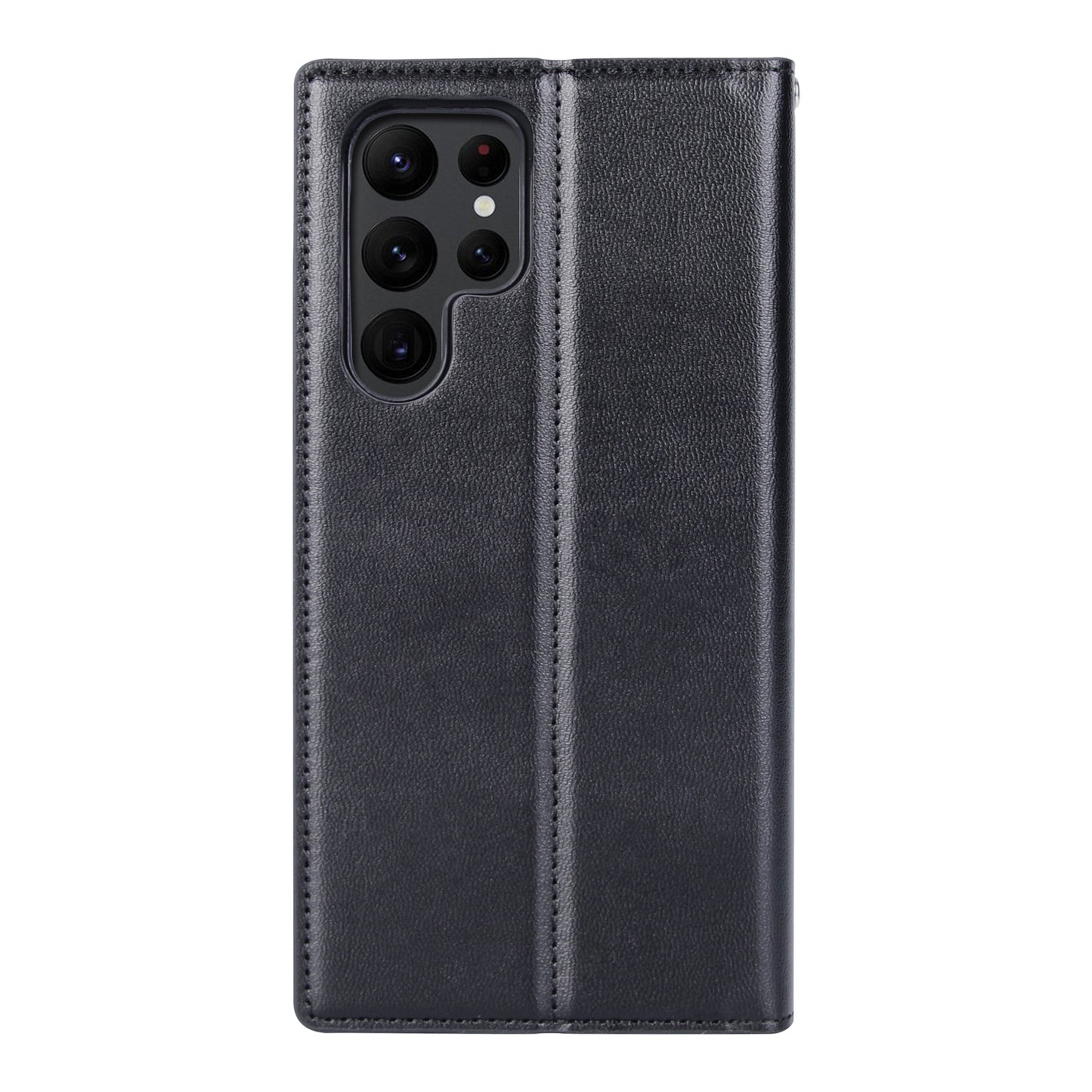 HANMAN Minuo Series For Samsung Galaxy S24 Ultra Magnetic Case PU Leather Wallet Phone Cover - Black