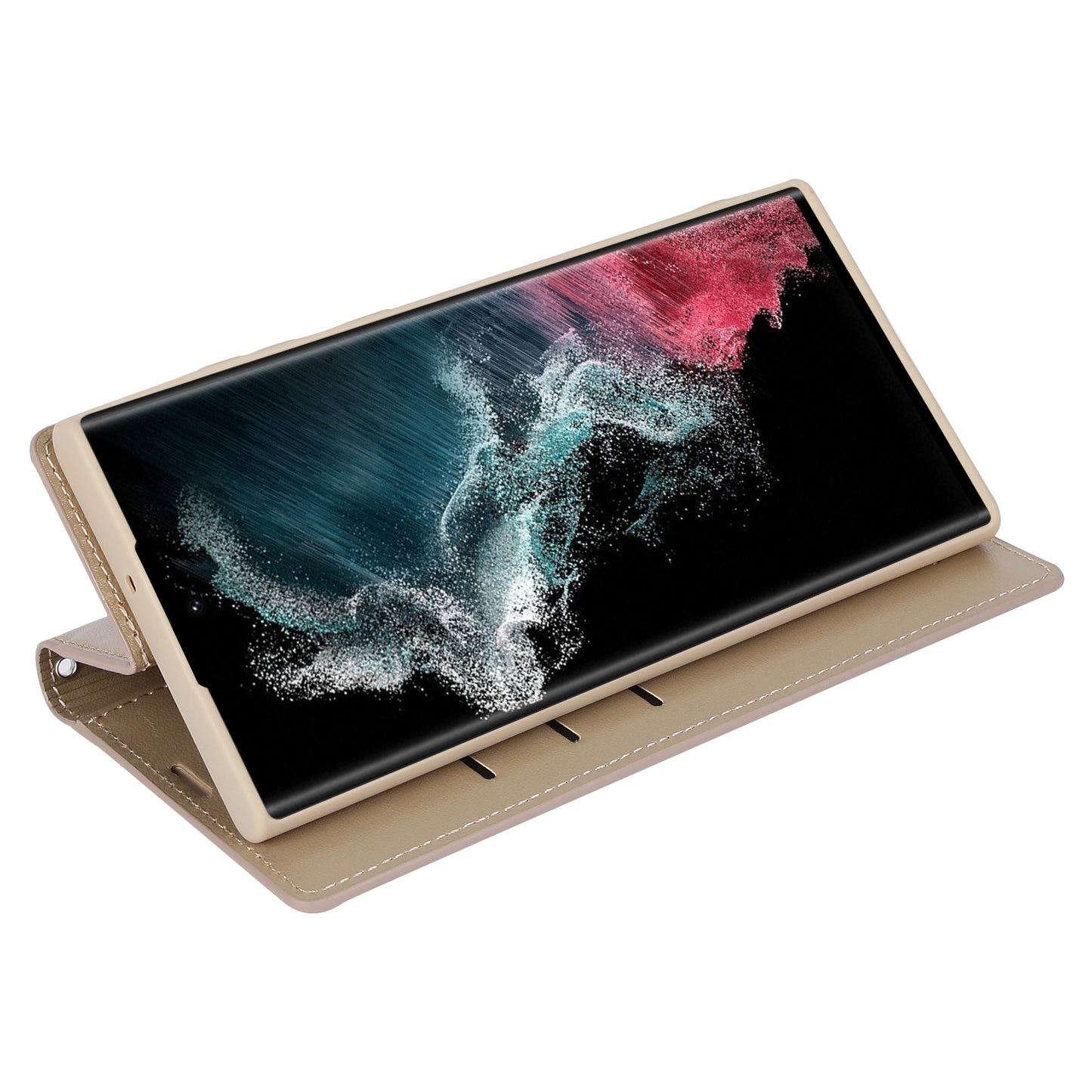 HANMAN Minuo Series For Samsung Galaxy S24 Ultra Magnetic Case PU Leather Wallet Phone Cover - Gold