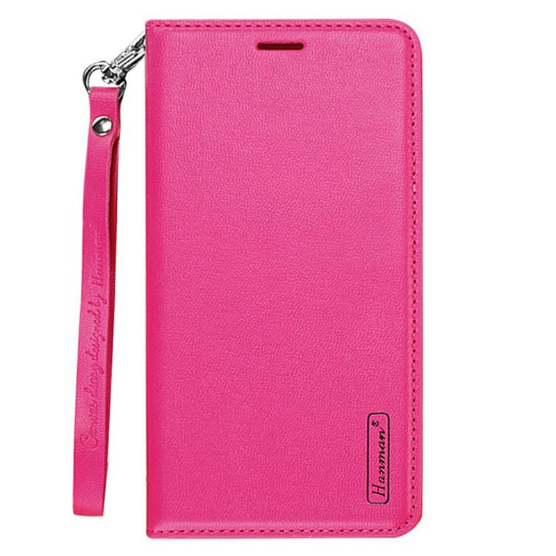 HANMAN Minuo Series For Samsung Galaxy S24 Ultra Magnetic Case PU Leather Wallet Phone Cover - Rose