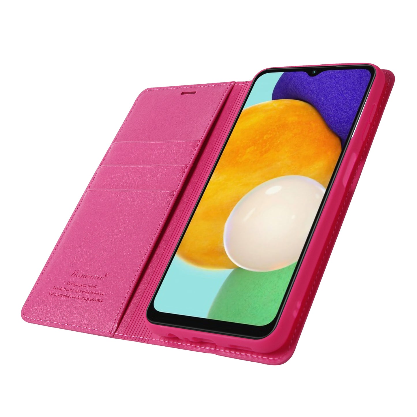 HANMAN Minuo Series For Samsung Galaxy S24+ Case Anti-Scratch Phone Cover PU Leather Wallet - Rose